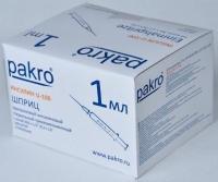 1 мл трехкомпонентный шприц Pakro инсулиновый U100 , с иглой 0,3х13, 100 шт купить в Кемерово