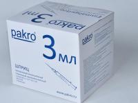 3 мл трехкомпонентный шприц Pakro, с иглой 0,6х32 , 100 шт купить в Кемерово